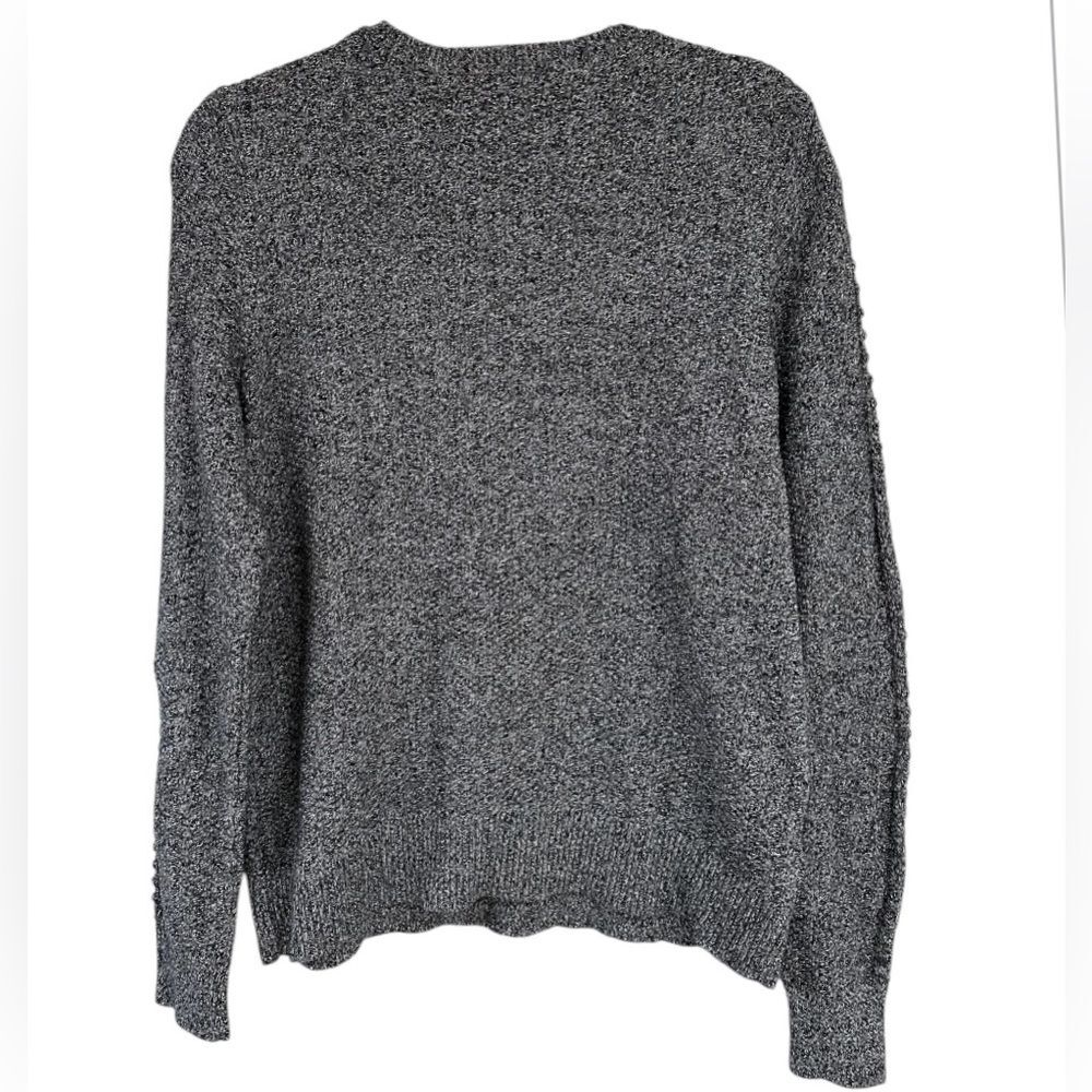 LOFT Marled Bobble Sleeve Sweater Women's Size Medium. Gray/Black Color. - Picture 3 of 8